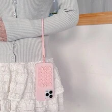 1 ốp lưng điện thoại hình trái tim màu hồng có đế hút chân không kèm dây đeo, cầm nắm thoải mái, chống mồ hôi và dấu vân tay cho iPhone 11/12/13/14/15/16 Pro Max/15 Pro Max/17/17 Air/17 Pro/17 Pro Max - Hồng - Xem 8