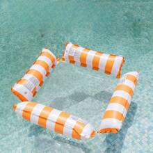 1 pezzo Amaca gonfiabile da piscina con rete - Lettino galleggiante a righe per adulti, adatto per vacanze, feste e relax, disponibile in colori rosa, giallo, bianco, verde, blu e altri, amaca da esterno, essenziale per spiaggia e piscina, ottimo per servizi fotografici - A - Visualizzare 10