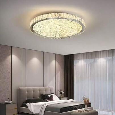 Đèn trần LED tròn pha lê cát thủ công cao cấp, đèn gắn phẳng 3 màu có thể điều chỉnh độ sáng, điều khiển từ xa, chức năng hẹn giờ và chế độ đèn ngủ, chức năng ghi nhớ, thích hợp cho phòng ngủ và phòng khách. Đèn trần LED pha lê cát 3 màu có thể điều chỉnh độ sáng, điều khiển từ xa với chức năng hẹn giờ/đèn ngủ/ghi nhớ.