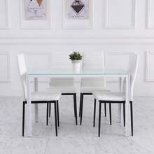 HOMCOM Modern Dining Chairs Set Of 4, Upholstered Linen Fabric Kitchen Chairs With Channel Tufting And Metal Legs For Living Room, Dining Room, Bedroom, White - White - View 8