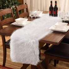 1pc White & Valentine's Day Soft Plush Faux Fur Table Runner, White, Pink- 13x36 Inch, 13x72 Inch Winter Home Decor,Holiday Party Dining Table Cover Coffee Table & Dresser, White Fuzzy Festive Birthday Decoration,Theme Tablecloth,Holiday Kitchen Dining Table Decoration Home Party Decor,Room Decoration, Holiday Party Decoration,Holiday Dining Indoor/Outdoor Use - trắng - Xem 5