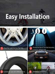Universal Synthetic Rubber Tire Repair Kit, For Vehicles, Motorcycles, Trucks, Skateboards, Bicycles Without Inner Tubes, Quick Repair Tool With Spiral Rubber Patch Nails - A - View 5