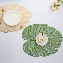 1/2/4件裝優雅綠色龜背葉餐墊,橢圓葉片設計,PVC耐熱桌墊,適合婚禮、感恩節與戶外活動,適用於餐廳、飯店、居家、派對與慶祝晚餐 - 彩色 - 查看 12