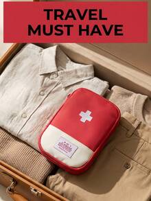 Portable First Aid Kits Organized Compartments For Instant Pill Retrieval Sleek Zip-Around Trauma Kit For Adventure Seekers Hikers Families International Travelers Students Moisture-Proof Canvas Medicine Bag Ideal For Keeping Medication During Outdoor Trips Pill Box Organizer Travel Bags Travel Must Haves Cruise Vacation Beach Camping Essential Accessories - Multicolor - View 5
