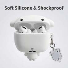 1 chiếc ốp lưng silicon hình chú cún trắng dễ thương 3D, tương thích với Apple 4/Pro 3/Pro 2 - trắng - Xem 5