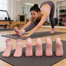 1/3/6 paires de chaussettes de yoga antidérapantes pour femmes, adaptées pour le yoga, le pilates, le ballet, le port à l'hôpital avec un design antidérapant - Multicolore - Voir 12