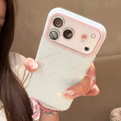 Minimalist Polka Dot Phone Case Suitable Compatible With Iphone 16 Pro Max, 17 New Model, 15 PM, Cute Korean Style, Shock-Proof Full Coverage Phone Case Compatible With Iphone 16 Pro, 17 Pro