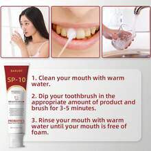 Pasta Dental con Probióticos 120g, Efecto Blanqueador y Protección de Esmalte Dental, Limpieza Bucal Profunda Elimina Mal Aliento, Mantiene Equilibrio de la Flora Oral, Fórmula Eficaz para Cepillado Cotidiano, Cuidado Bucal Versátil para Uso Personal y Familiar - Rojo - Ver 7