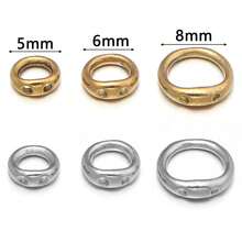 10pcs/Pack Stainless Steel Double Hole Pig Nose Rings, 5/6/8mm Simple Solid Color Metal Rust-Proof Linking Rings, DIY Jewelry Accessories For Bracelets, Keychains, Pendants - Hidden Coil - View 5