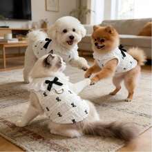 XS Size Lace Bow Soft Breathable Pet Jumpsuit With Leash Clip, For Small Dogs & Cats, Spring/Summer - Multicolor - View 5