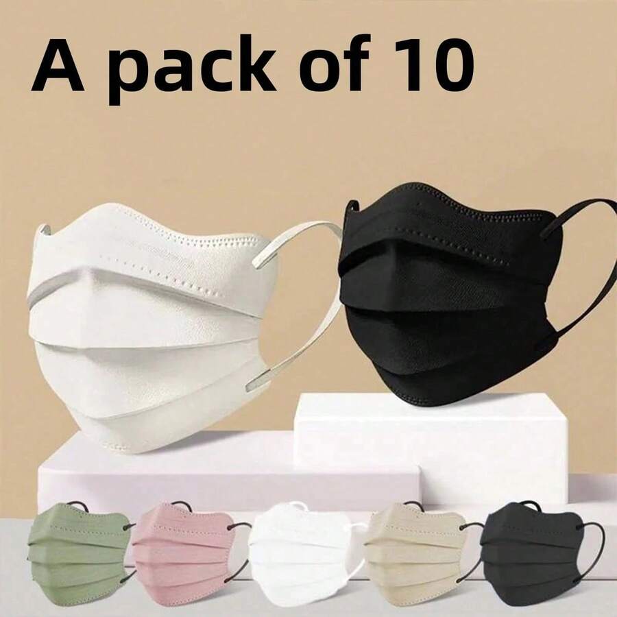 10 piezas de mascarillas faciales desechables de moda 3D y coloridas para mujeres, transpirables y con protección contra el polvo y los rayos UV - A - Ver 1