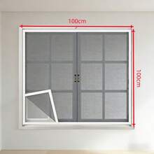1pc Double-Sided Self-Adhesive Invisible Mosquito Net, Polyester Window Screen, No Drilling Required, Easy Installation, Transparent Mesh For Home Use - White-edged Gray Mesh - View 51