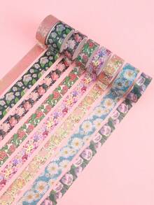 16 Rolls/Box Flower Gold-Foil Patterned Washi Tape Set, Stylish And Exquisite DIY Decoration Material, For Student Journals Decoration, A Journal Gift For Friends - Sets - View 6