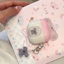 韩版创意粉色波点考拉+吊坠耳机保护套,兼容苹果Pro3/Pro2/AirPods4/AirPods3/AirPods2,时尚简约女士耳机保护套,苹果耳机保护套/保护壳,男女通用 - 米白色 - 查看 3