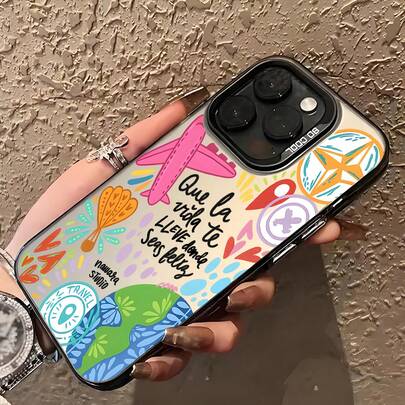 1 chiếc ốp lưng điện thoại in hình graffiti du lịch, khẩu hiệu truyền cảm hứng, chống sốc, mang lại may mắn và phong cách thanh lịch, phù hợp với 17/16/11/13Pro/15Pro/15/13ProMax/14/13/12, tương thích với Samsung Galaxy A56 5G/A26 5G/A55 5G/S25/S25 Plus/S25 Ultra/S24/S23/S22