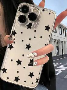 Transparent Perforated High Transparency Star Painted Anti-Drop Phone Case Compatible With Iphone 16 Pro Max, 16, 16 Pro, 15 Pro Max, 14 Pro Max, 13, 12, XR, 7/8, Galaxy S2, A03s, A03 Core, A04, A12, A13, A14, A21s, A22, A23, A24, A32, A33, A34, A51, A52, A53, A54, A71, A72, A73, S20 FE, S21, S22, Series - Multicolor - View 1