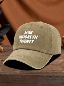 1pc Unisex Outdoor Casual Fashion Sports Retro N86 BROOKLYN TWENTY Graphic Adjustable Baseball Cap, Suitable For Spring/Summer, Versatile For Daily Wear, Camping, Fishing, Black & Multi-Color - Water-washed Baseball - View 20