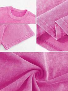 100% Cotton Washed T-Shirt1PC Y2K Vintage Washed T-Shirt |   Men's Graphic Tee |   YLA Dripping Skull Design Pattern |   Gifts For Men Or Boyfriend |   100% Cotton |   230Gsm Thickened Fabric |   Unisex2026,Summer Outfits For Women,Graphic T Shirts - Pink - View 4