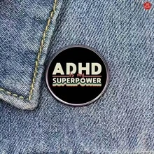 1 chiếc huy hiệu cài áo "ADHD là siêu năng lực của tôi", ghim cài kim loại tráng men kiểu retro dành cho ba lô và áo khoác. - A - Xem 2