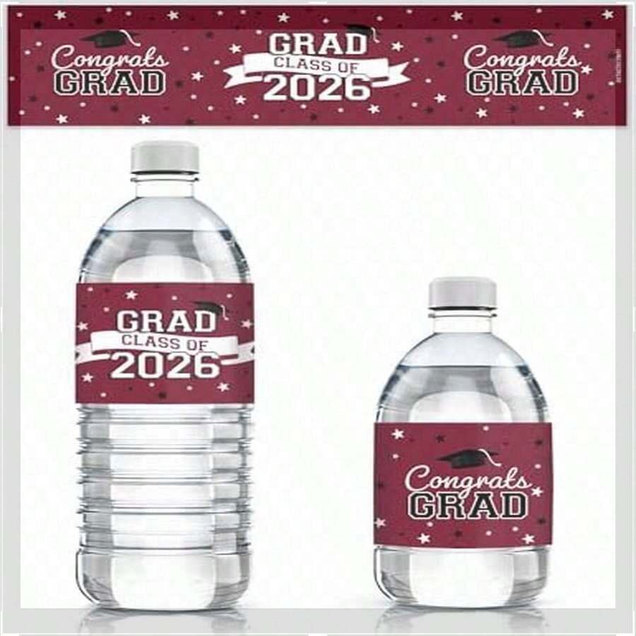 DISTINCTIVS Maroon Graduation Water Bottle Labels 2026, Grad Party ...