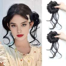 2pcs Messy Bun Hair Scrunchies, Convenient To Wear For Holiday Party Outfits - Multicolor - View 3