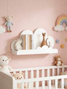 2 Styles Of Children's Wall-Mounted Storage Racks, With Or Without Cloud Shapes, Suitable For Kids' Room, Can Store Lots Of Children's Items, Easy To Install - Multicolor - View 1