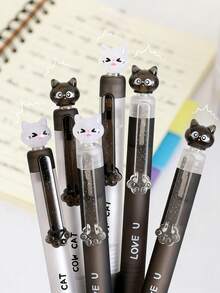Bộ 2/4 bút bi hình mèo hoạt hình dễ thương, mực đen 0.5mm, chống nước, khô nhanh, thích hợp cho trường học, văn phòng và sử dụng hàng ngày. - Chuồng mèo - Xem 7