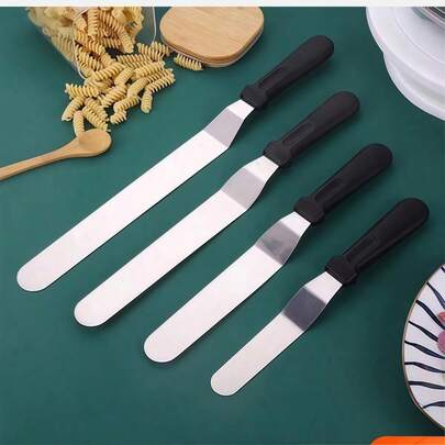 Bộ dụng cụ làm bánh 3 trong 1 - Thìa vét kem bằng thép không gỉ - Dao vét phẳng 6/8/10 inch dùng để nướng bánh, trang trí và làm mịn kem.