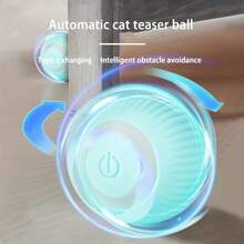 1pc Smart Automatic Rolling Ball, Soft Silicone Interactive Cat Toy With Intelligent Obstacle Avoidance, Type-C USB Rechargeable Self-Moving Kitten Teaser, LED Light Electronic Cat Stuff For Indoor Boredom Relief - Pink - View 4