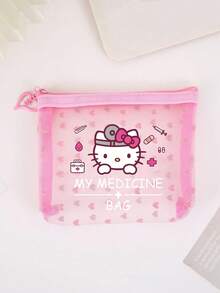 SANRIO 1个粉色Hello Kitty图案小网眼收纳袋，印有“药品”字样和十字符号，适用于急救包、户外/居家药品/药丸收纳、旅行整理、化妆包、润唇膏收纳，是学生、生日、浴室、宿舍必备、妻子、老师、家人和朋友的理想礼物。药品收纳袋、急救包、药品整理盒、药盒、药丸收纳器、便携式药盒，适合居家、户外、邮轮旅行等各种场合。 - 彩色 - 查看 6