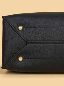 高品质真皮手提包 奢华设计师女士包 大容量单肩斜挎托特包 新款 - 黑色 - 查看 8