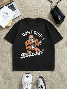Men Plus Size T-Shirts - Black - View 2