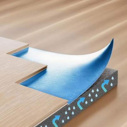 VEVOR Floor Underlayment 55.8 M², 3-In-1 2 Mm Thick Flooring Padding With Tape & Vapor Barrier, Heavy Duty EPE Foam With Blue PE, Soundproofing & Noise Reduction, For Laminate Wood (6 Rolls X 9.3 M²)
