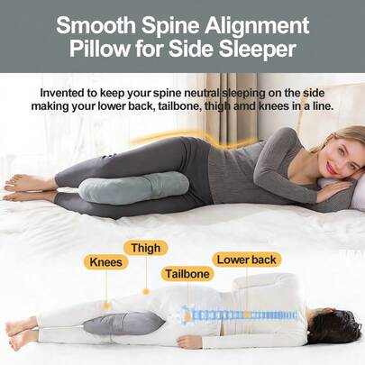 1 Stück ergonomisches Seitenschläfer-Beinpolster, Memory-Schaum Knie- und Beinunterstützungskissen mit verstellbarem Gurt, waschbares und tragbares Design zur Linderung von Hüft- und Rückenschmerzen