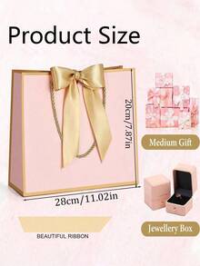 Gift Bag Set, Includes 1 Gift Bag, Ribbon, Handled Shopping Bag, Decorative Bow Tote Bag, Creative Wedding Gift Box, Holiday Small Gift Box, Suitable For Girls, Weddings, Parties, Christmas, Thanksgiving, New Year, Birthdays, Valentine's Day, Bridesmaids, Girlfriend Gatherings - Multicolor - View 8