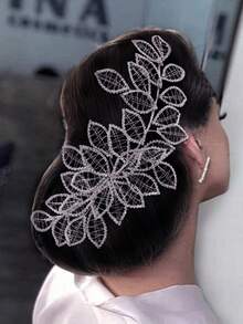 1pc Luxurious Handmade Rhinestone Leaf Shaped Bridal Headband, Wedding Hair Accessory Suitable For Party, Photography, Celebration,Summer,Beach,Elegant,Birthday - Multicolor - View 8