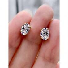 1 Pair Elegant Cubic Zirconia Stud Earrings, Suitable For Women, Ideal For Weddings, Engagements, Anniversaries, Parties, Valentine's Day, Also A Great Gift For Mothers, Mother's Day - 金黃色 - 查看 4