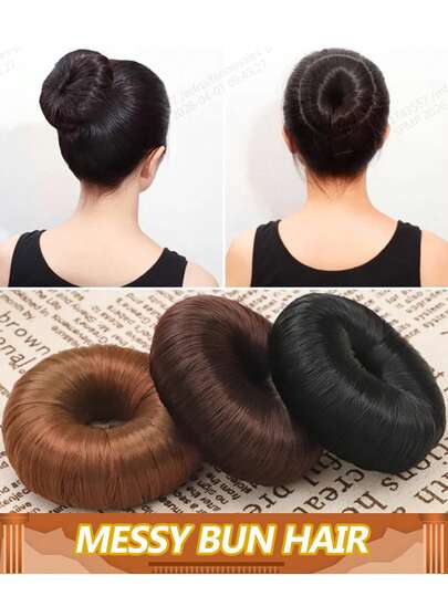 Tóc búi ngắn thẳng, kiểu tóc búi vòng, phụ kiện tóc dễ đeo, kiểu tóc búi rối cho nữ.