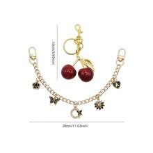 2pcs Set: Cherry Ornament And Sparkling Rhinestone Butterfly & Daisy Bag Charm Set. Includes 1 Red Cherry Keychain And Floral Decor - Fashionable DIY Handbag Accessories. Suitable For Travel Keychain, Travel Essentials, Bag Charm, Decorative Chain Or Wallet Accessories. Suitable For Various Occasions Such As Outings, Travel, Shopping, Work, Gifts, Parties, Etc. Mother Gifts - Multicolor - View 8