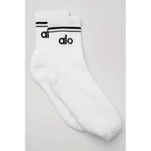 Alo Yoga Half-Crew Throwback Sock (1 Pair) White And Black - trắng - Xem 1