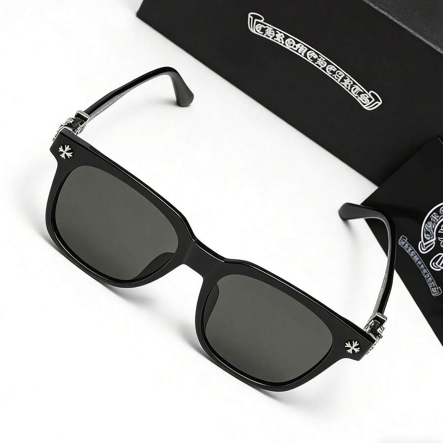 Bold ChromeHeart Glasses -  The Must-Have Choice For Workplace Elites And Street Fashion Trendsetters - Stylish Anti-Glare And Dust-Proof Glasses, A Universal Fashion Accessory For Both Men And Women. Clear And Durable, - 黑色 - 查看 1