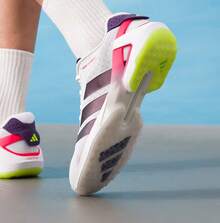 男士新款 Adizero Counterblast 减震运动训练网球鞋 - 白色/紫色/紅色 - 查看 10