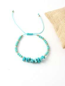 Asymmetrical Natural Stone Crystal Woven Bracelet For Women, Friendship Vintage Adjustable Woven Bracelet. Amethyst Is Believed To Help Relieve Stress, Balance Emotions, And Promote Inner Peace. Note: This Card Is For Photographic Background. - Multicolor - View 6