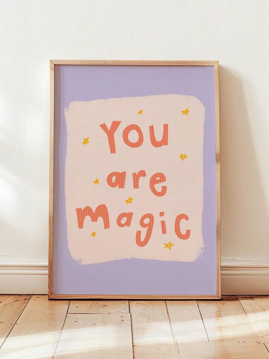 1件帆布壁畫，兒童房裝飾畫框，"You Have Magic" 正面激勵藝術品，附靈感名句，適合兒童房、嬰兒房、新生兒禮物、春夏裝飾、托兒所、幼兒園、男孩房、女孩臥室，可愛有趣的兒童房藝術，明亮時尚的牆面裝飾 - 彩色 - 查看 1