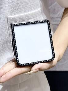 奢华闪亮水钻镶边透明手机壳，兼容三星 Galaxy Z Flip 7、Z Flip 6、Z Flip 5、Z Flip 4、3 5G 透明保护套 - 黑色 - 查看 4