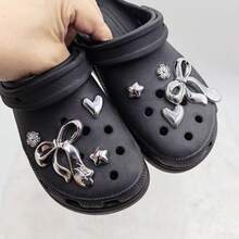 8/10/18pcs Silver Flower, Bow, Bear Shoe Charms, Detachable Shoe Decorations, Sandal Accessories, Holiday Party Gift - Multicolor - View 9