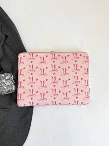 1件装纯色简约奢华多尺寸笔记本电脑/平板电脑便携包，笔记本电脑内胆包，11英寸/13英寸/15英寸电脑包，蝴蝶结印花面料，男女通用休闲款，适用于笔记本电脑、平板电脑、惠普电脑，适合女孩、青少年、男孩、大学生，9-15英寸平板电脑手提包，适用于iPad Air 4/5/Pro，保护套，防震内胆包 - 粉色 - 查看 7