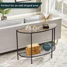 SAYGOER - Mesa de consola de 2 niveles estrecha con estantes de almacenamiento sofá de media luna mesa de entrada industrial para sala de estar recámara pasillo oficina fácil montaje color  527665 - gris - Ver 6