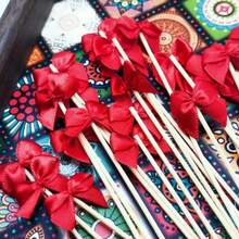 50/100pcs Butterfly Cocktail Picks, Long Toothpicks With Ribbon Butterfly Cocktail Sticks Wholesale, Suitable For Fruit Drinks, Desserts, Wedding, Christmas, Birthday Party Supplies - Multicolor - View 5