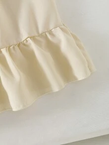 Đầm tank top ngắn không tay cổ tròn dáng rộng màu be tối giản thường ngày cho bé gái, màu xuân/hè. - gừng - Xem 7